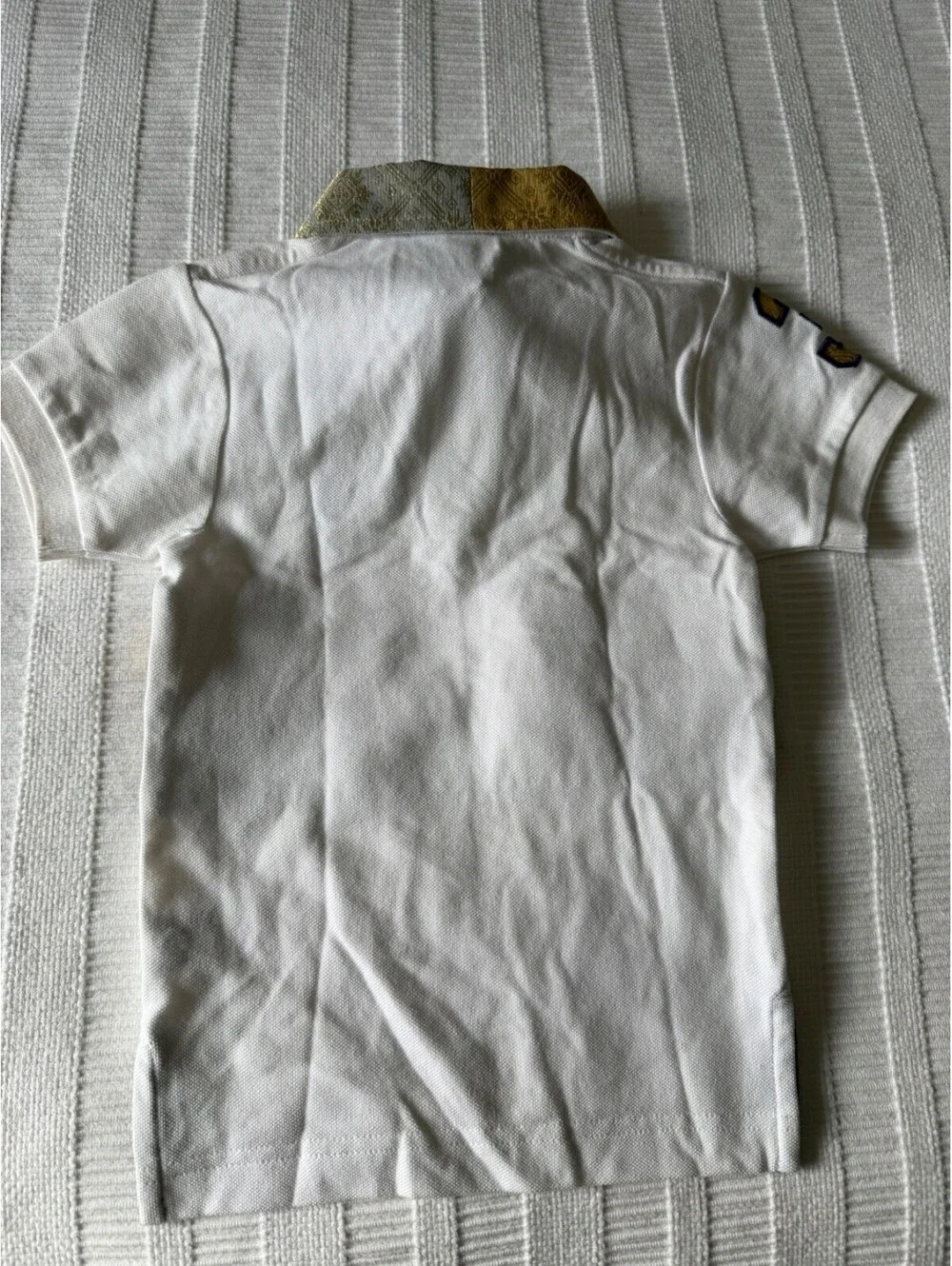 NWT Polo Ralph Lauren Toddler Boys Big Pony Brocade Polo Shirt White Gold Sz 2